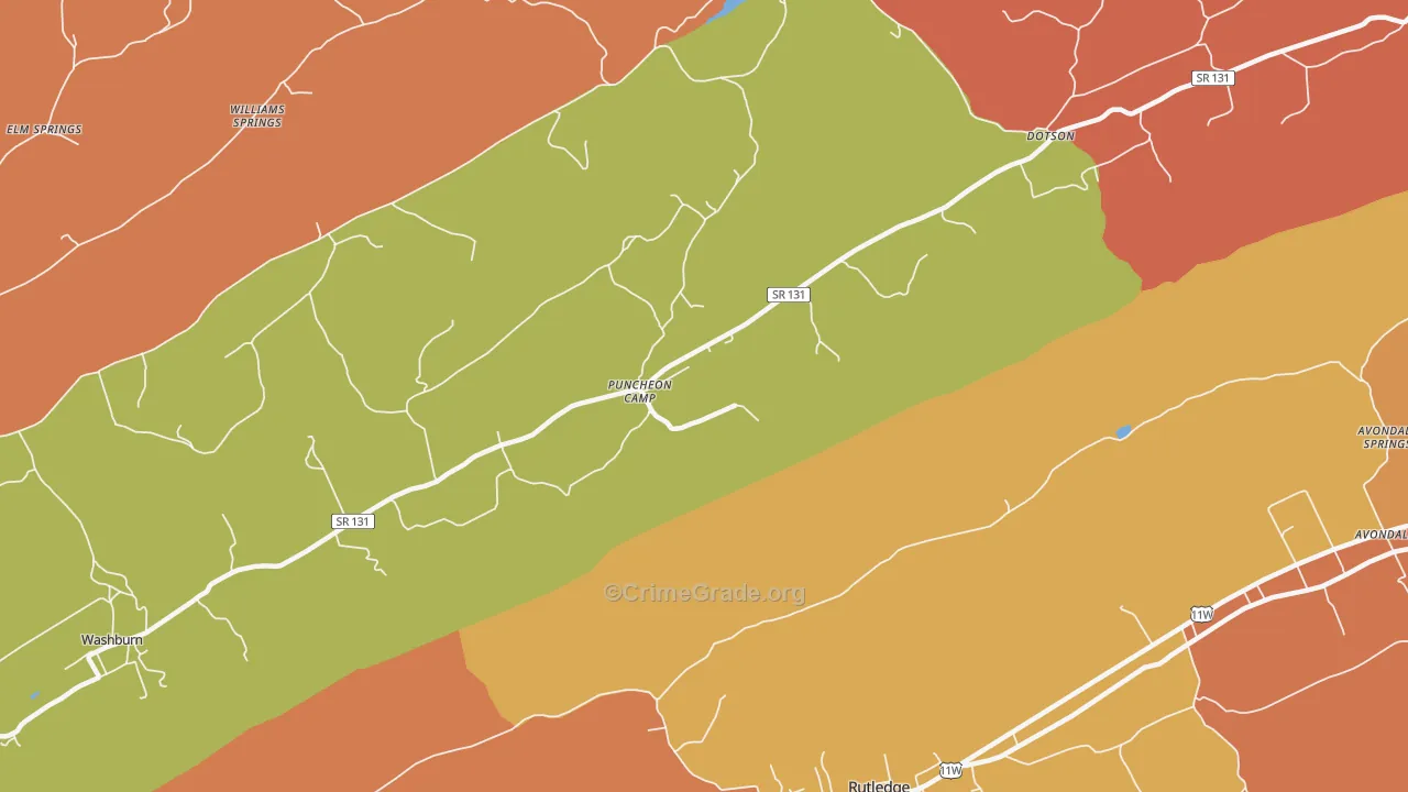 Puncheon Camp, TN Map of Arson Rates