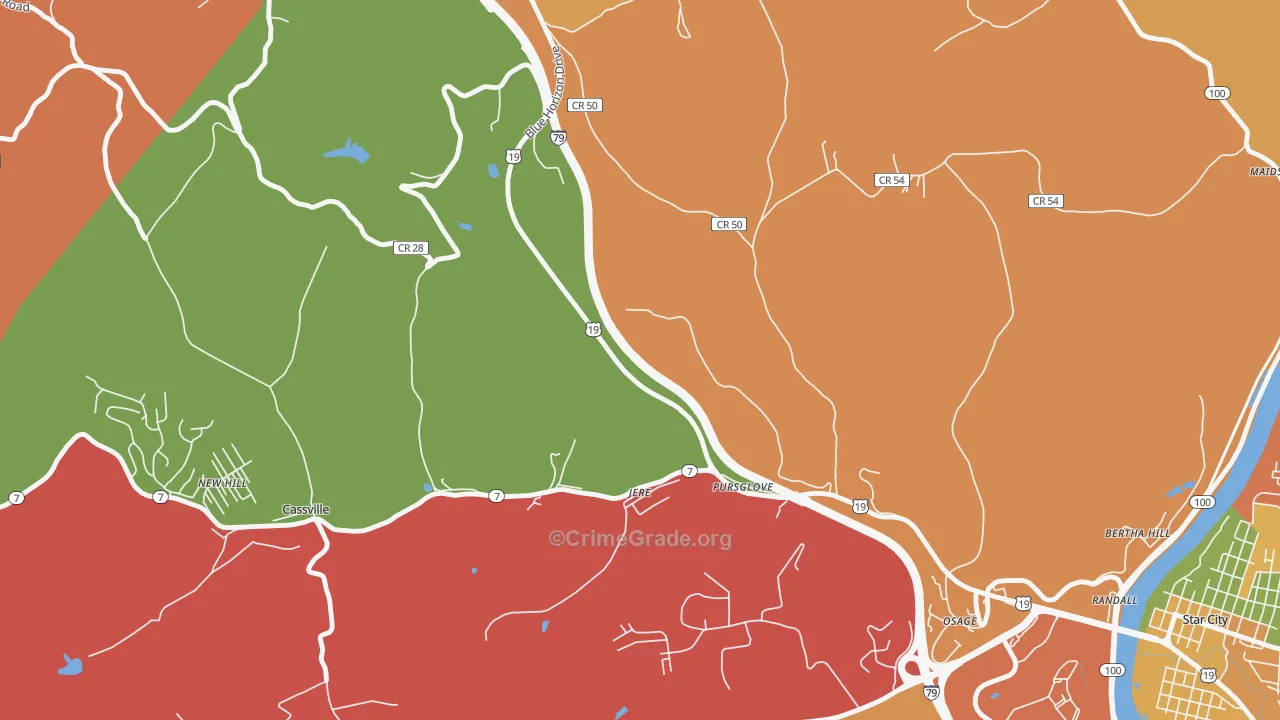 Pursglove, WV Map of Arson Rates
