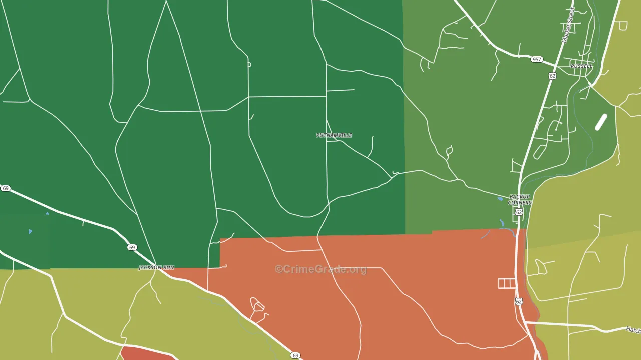 Putnamville, PA Map of Arson Rates
