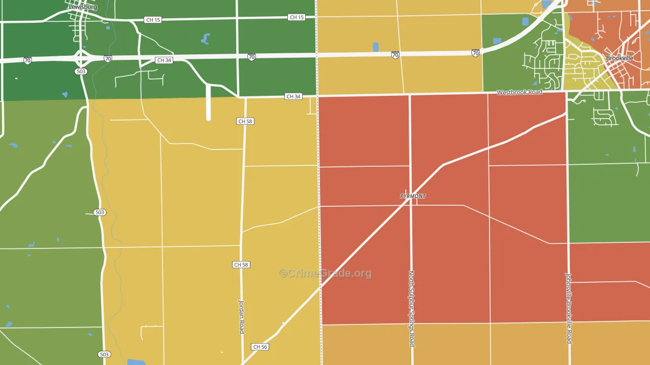 Pyrmont, OH Map of Arson Rates