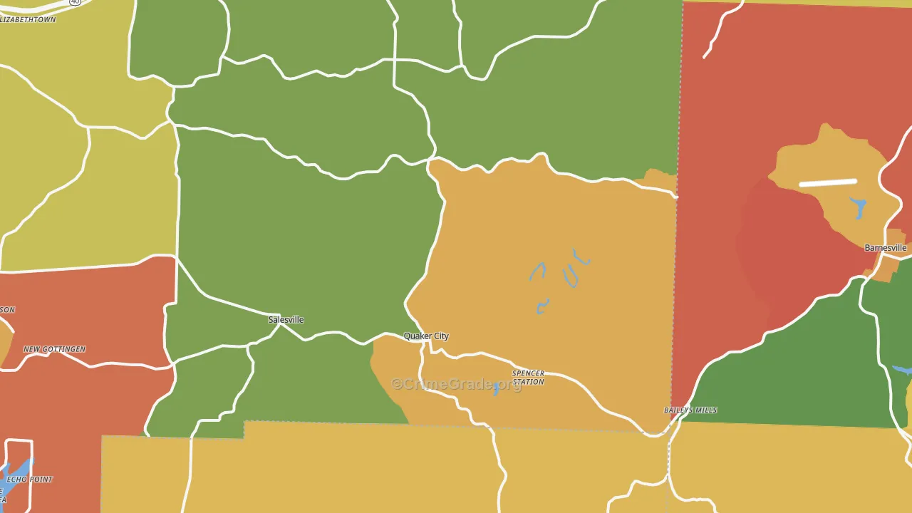 Quaker City, OH Map of Arson Rates