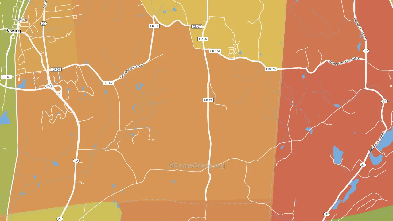 Quaker Hill, NY Map of Arson Rates