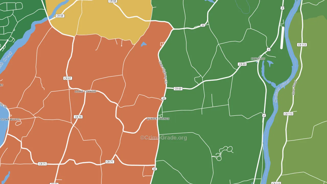 Quaker Springs, NY Map of Arson Rates