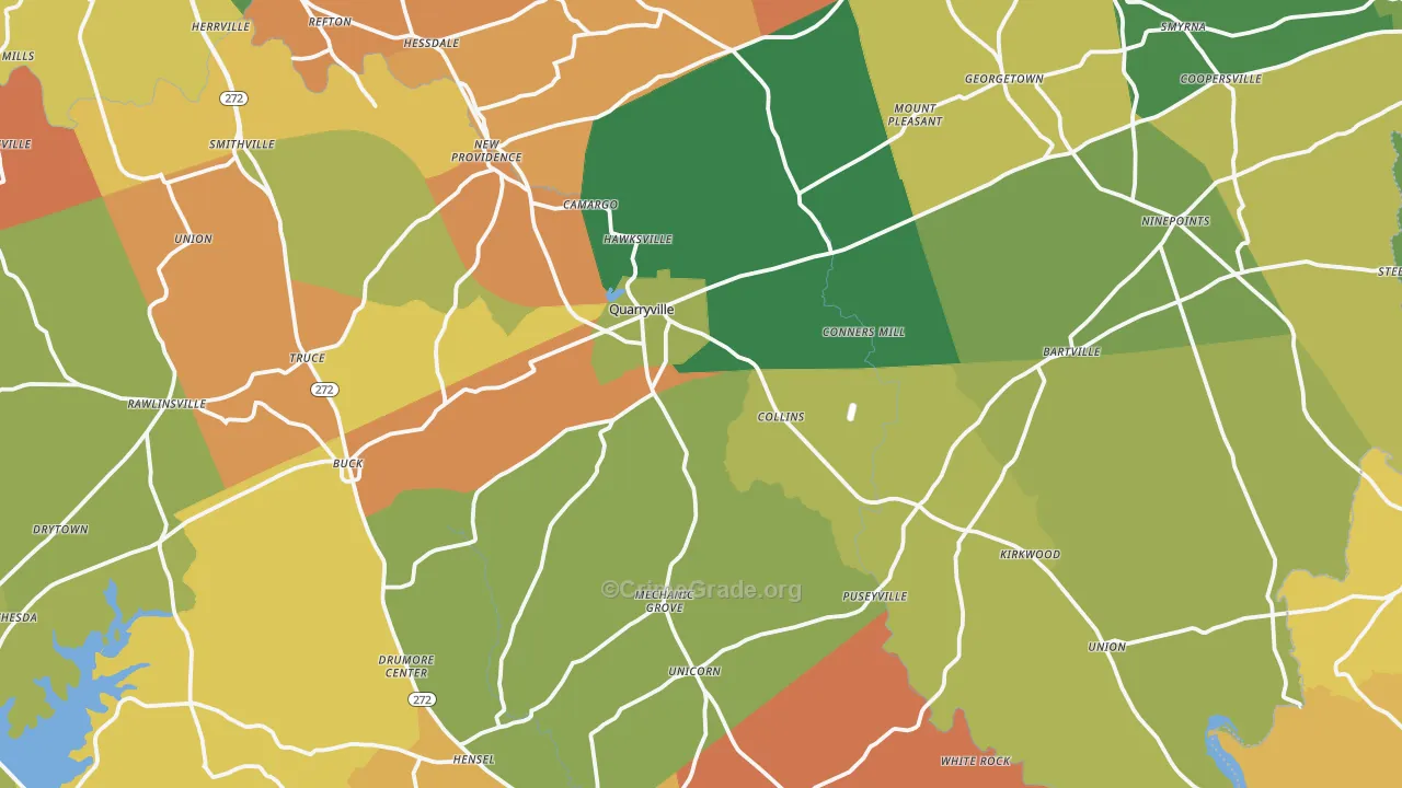 Quarryville, PA Map of Arson Rates