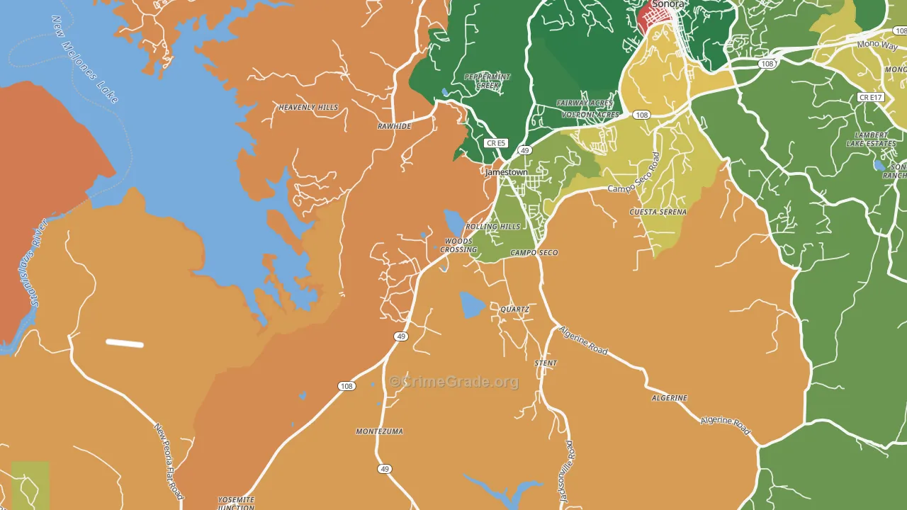 Quartz, CA Map of Arson Rates