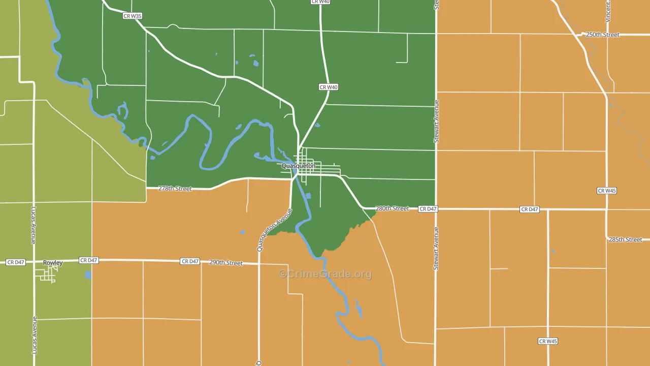 Quasqueton, IA Map of Arson Rates