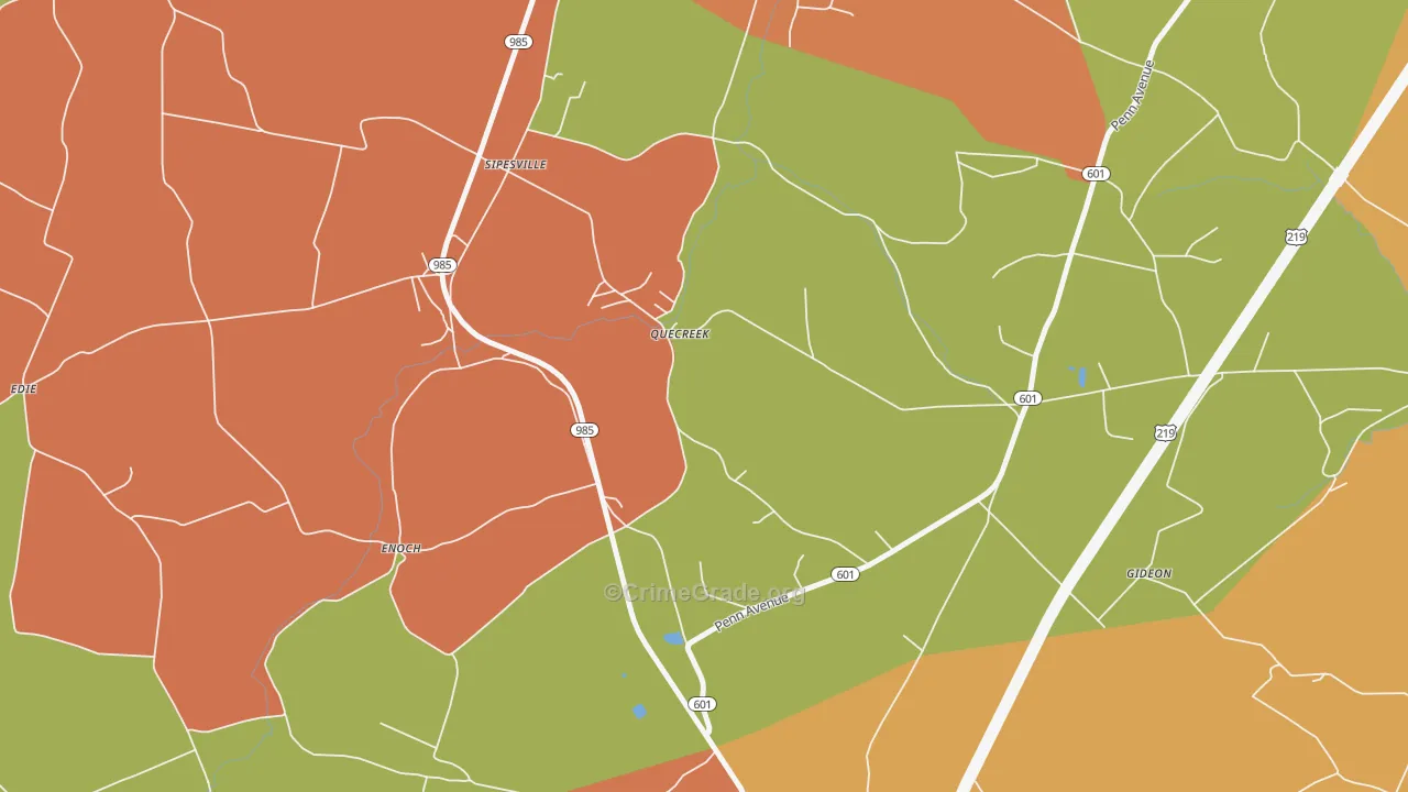 Quecreek, PA Map of Arson Rates