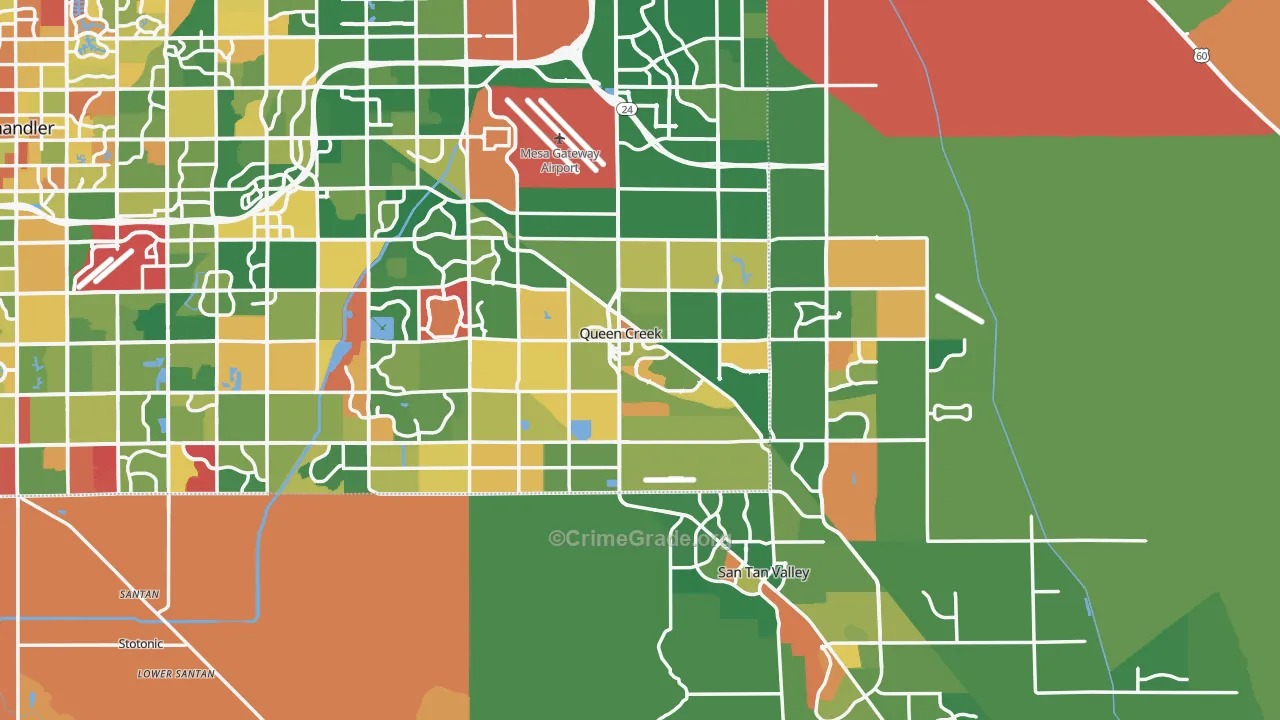 Queen Creek, AZ Map of Arson Rates