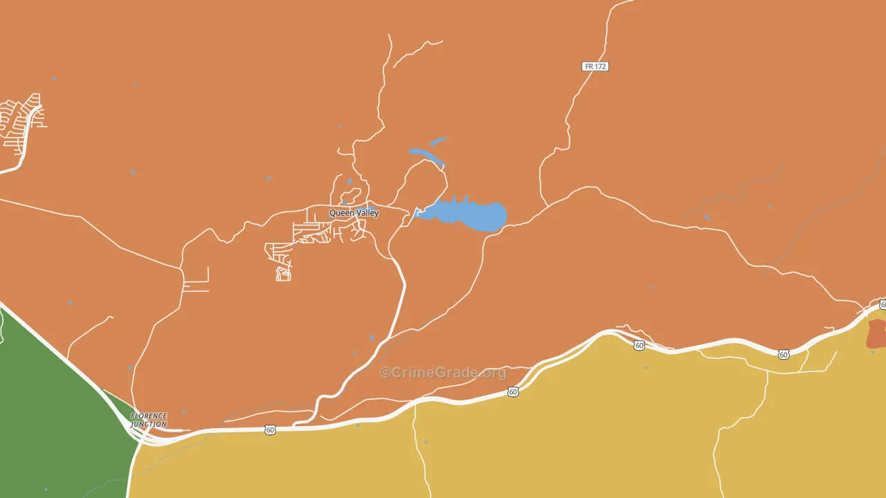 Queen Valley, AZ Map of Arson Rates