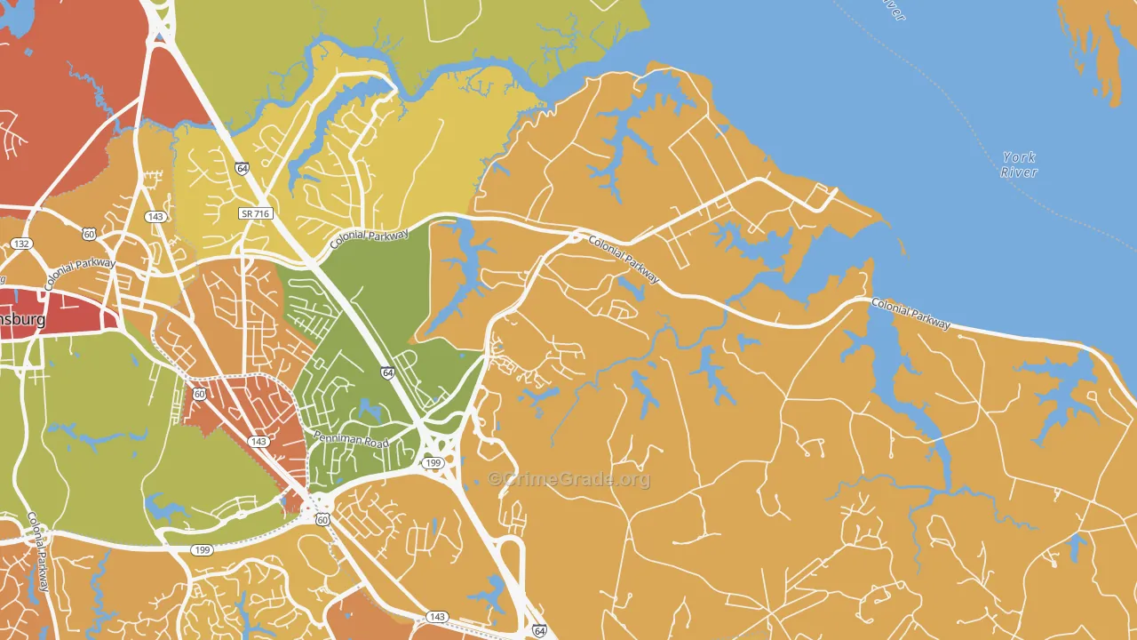 Queens Lake, VA Map of Arson Rates