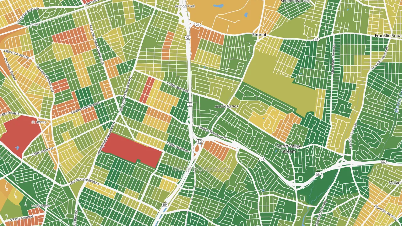Queens Village, NY Map of Arson Rates