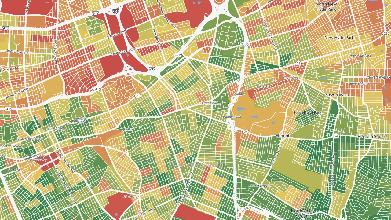 Queens Village, Queens, NY Map of Arson Rates