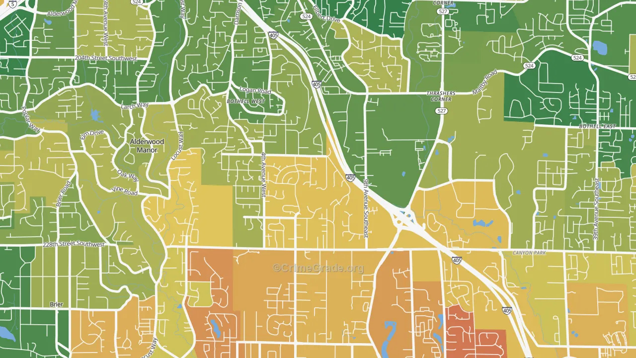Queensboro-Brentwood-Crystal Spgs, Bothell, WA Map of Arson Rates
