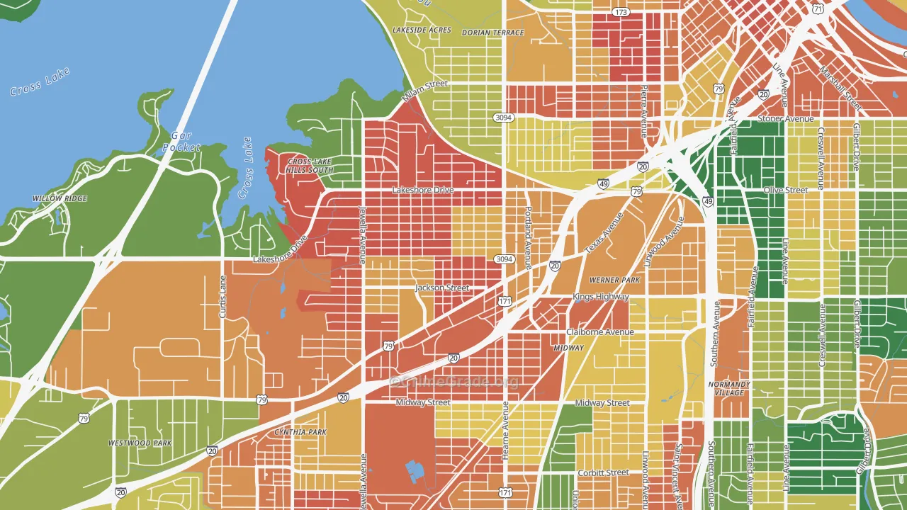 Queensborough, Shreveport, LA Map of Arson Rates