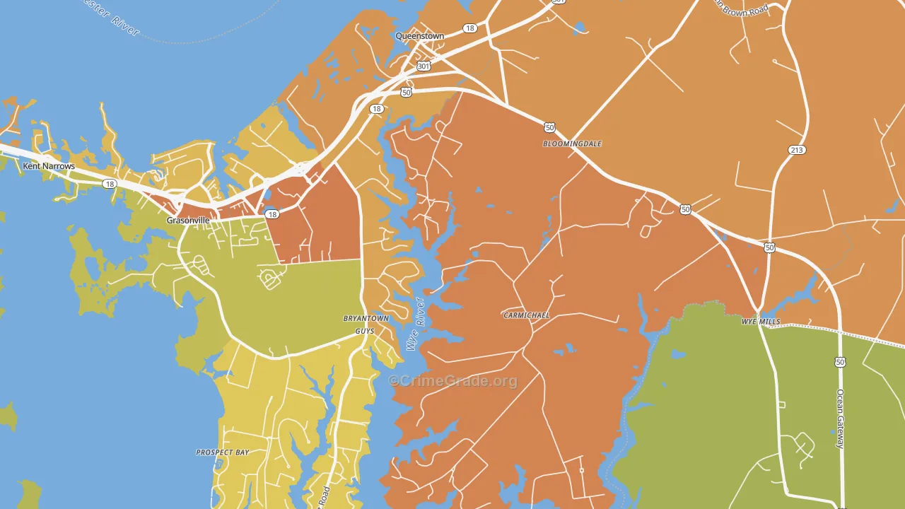 Queenstown, MD Map of Arson Rates