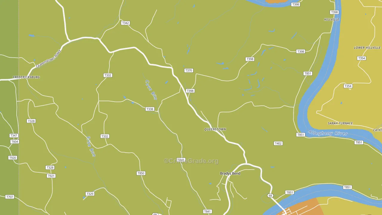 Queenstown, PA Map of Arson Rates