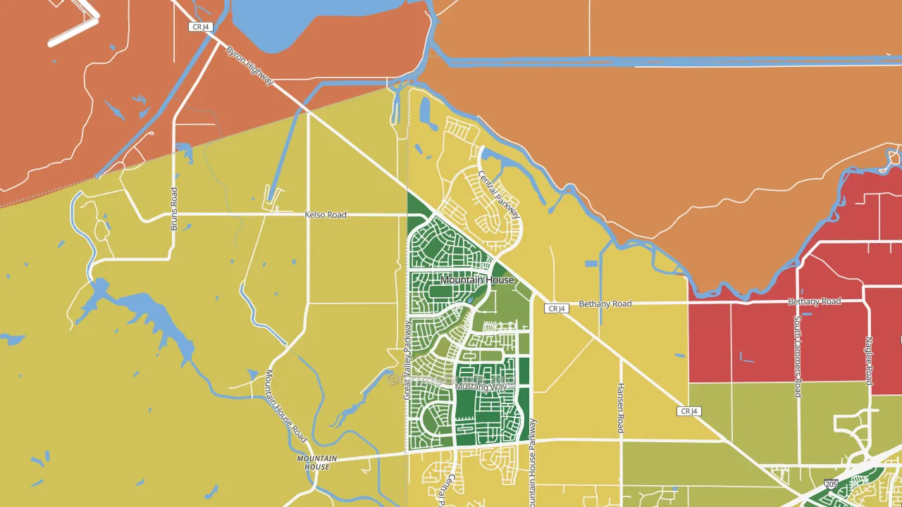 Questa, Mountain House, CA Map of Arson Rates
