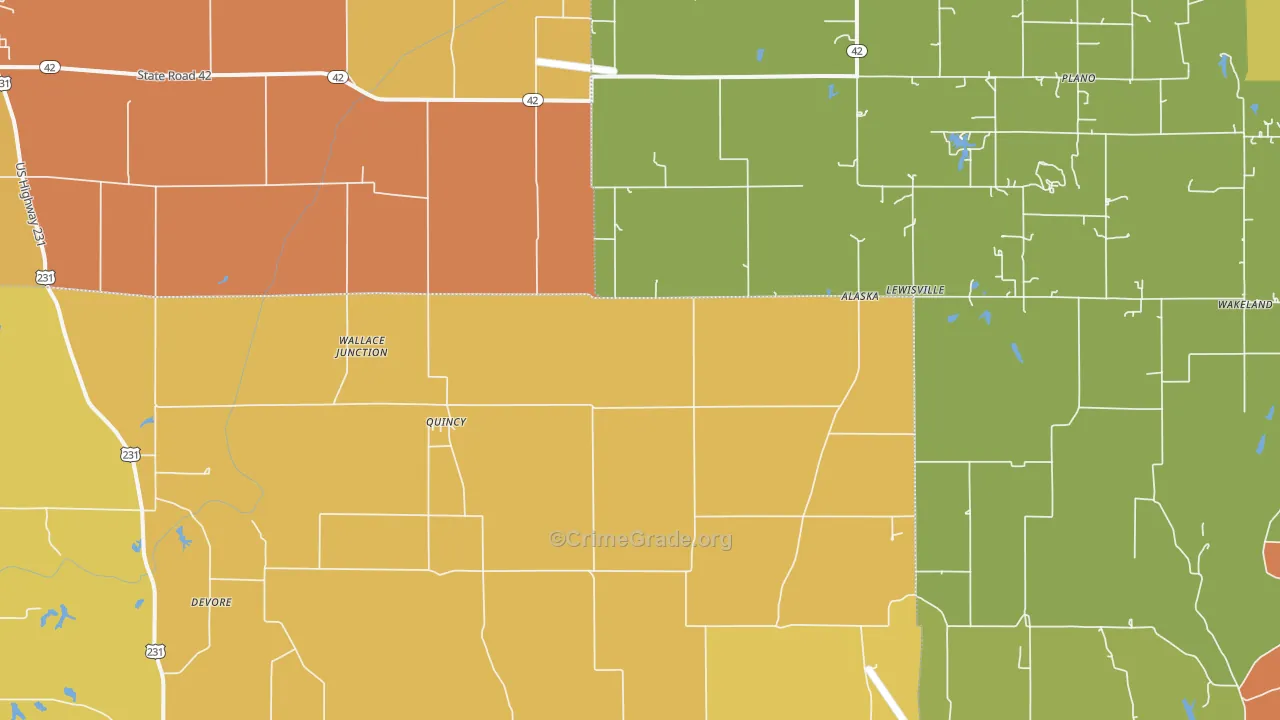 Quincy, IN Map of Arson Rates