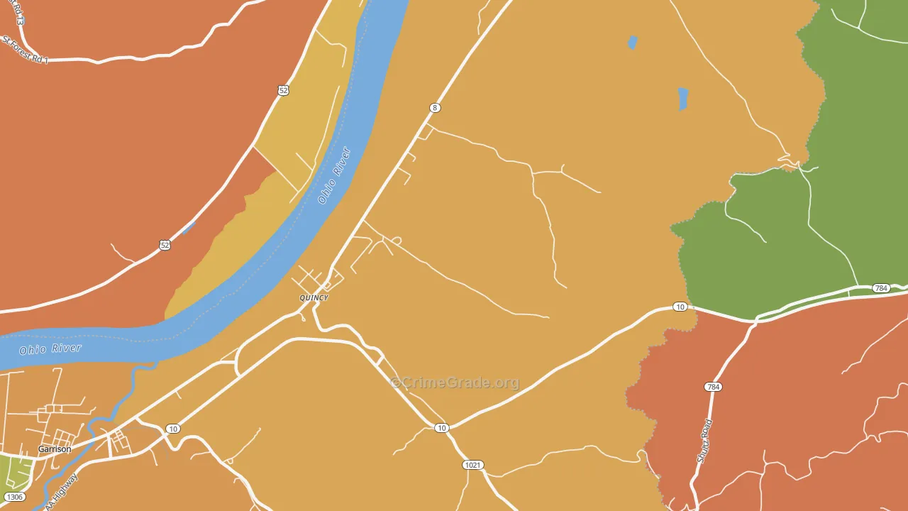 Quincy, KY Map of Arson Rates