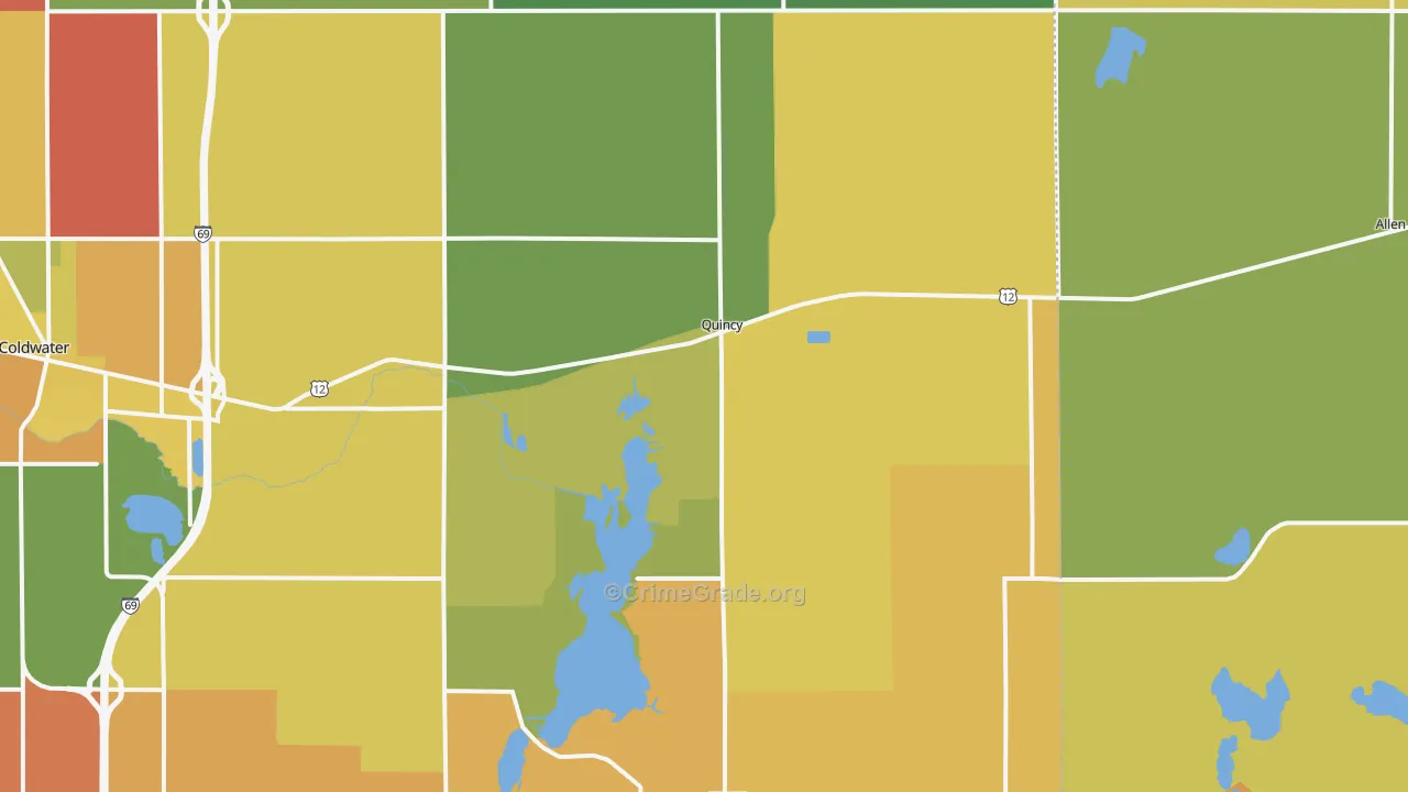 Quincy, MI Map of Arson Rates