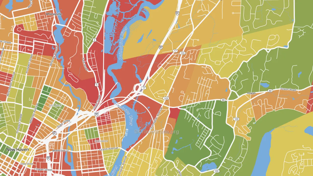 Quinnipiac Meadows, New Haven, CT Map of Arson Rates