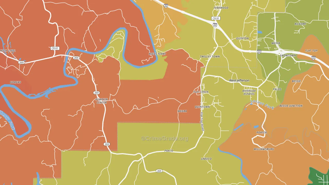 Quinton, AL Map of Arson Rates