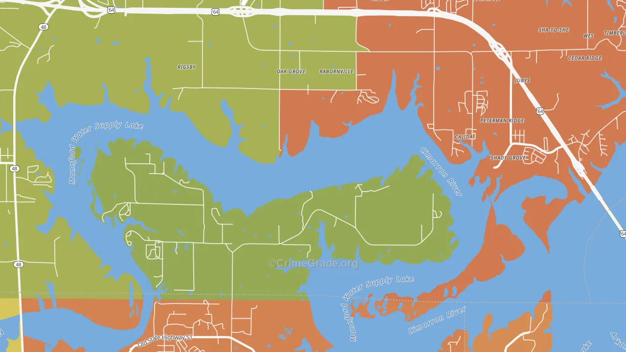 Rabornville, OK Map of Arson Rates