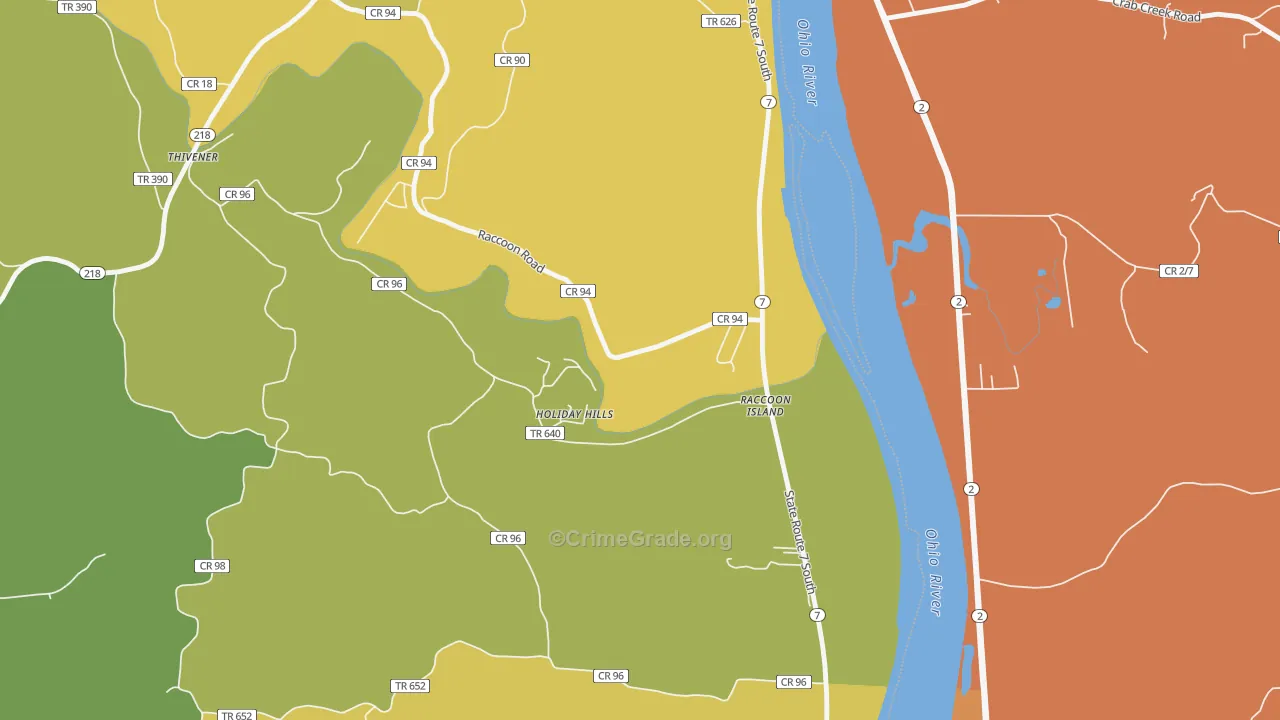 Raccoon Island, OH Map of Arson Rates