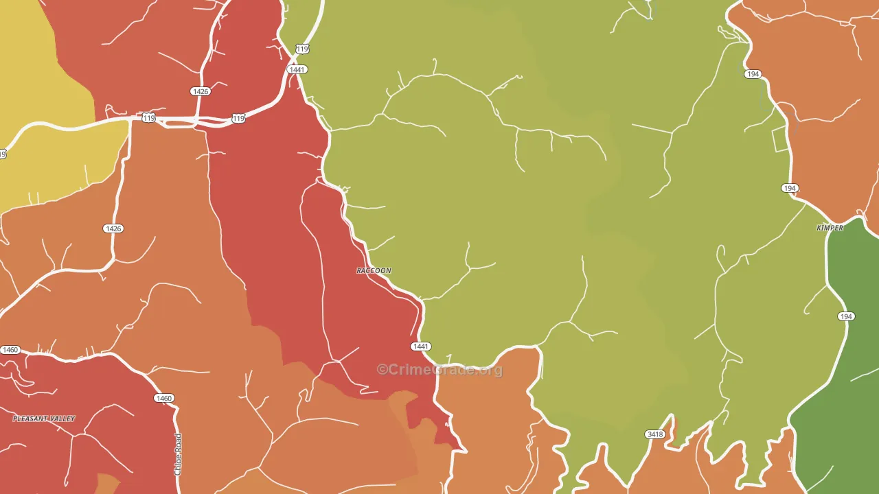 Raccoon, KY Map of Arson Rates