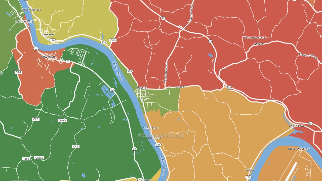 Racine, OH Map of Arson Rates
