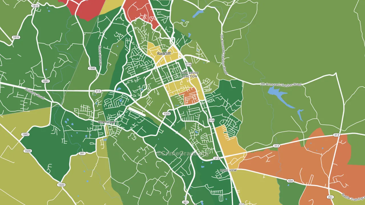 Radcliff, KY Map of Arson Rates