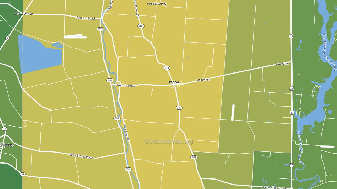 Radnor, OH Map of Arson Rates