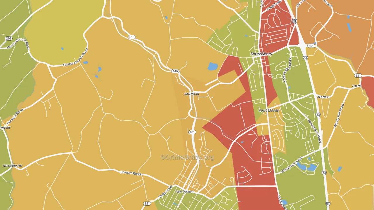 Railroad, PA Map of Arson Rates