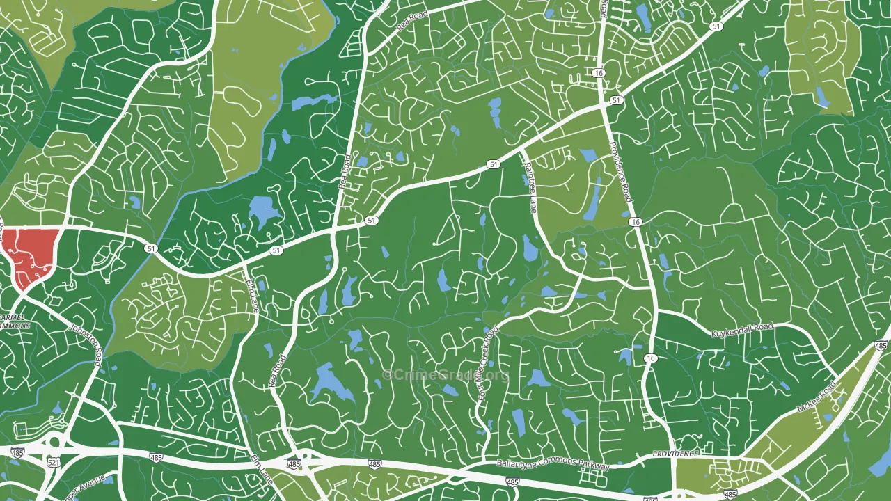 Rain Tree, Charlotte, NC Map of Arson Rates