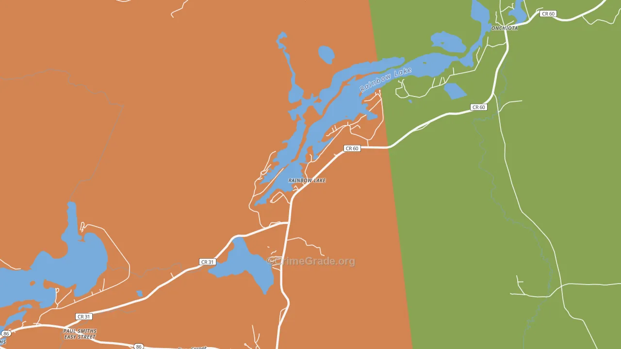 Rainbow Lake, NY Map of Arson Rates