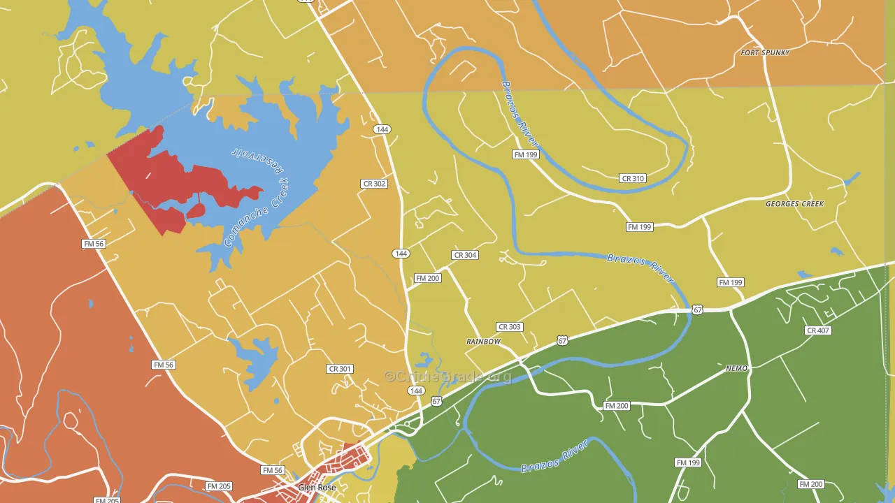 Rainbow, TX Map of Arson Rates