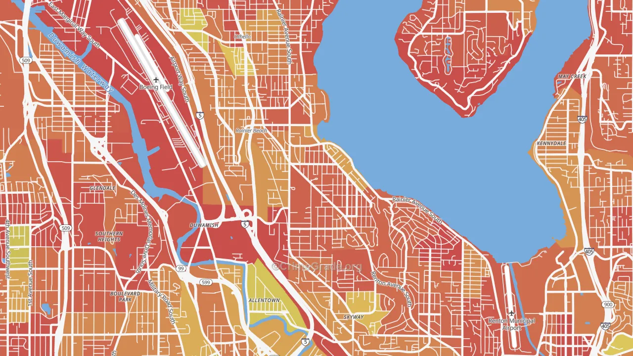 Rainier Beach, Seattle, WA Map of Arson Rates