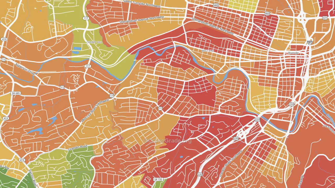 Raleigh Court, Roanoke, VA Map of Arson Rates