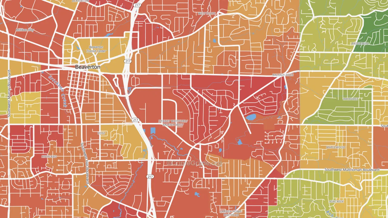 Raleigh West, Beaverton, OR Map of Arson Rates