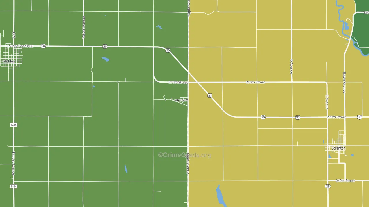 Ralston, IA Map of Arson Rates