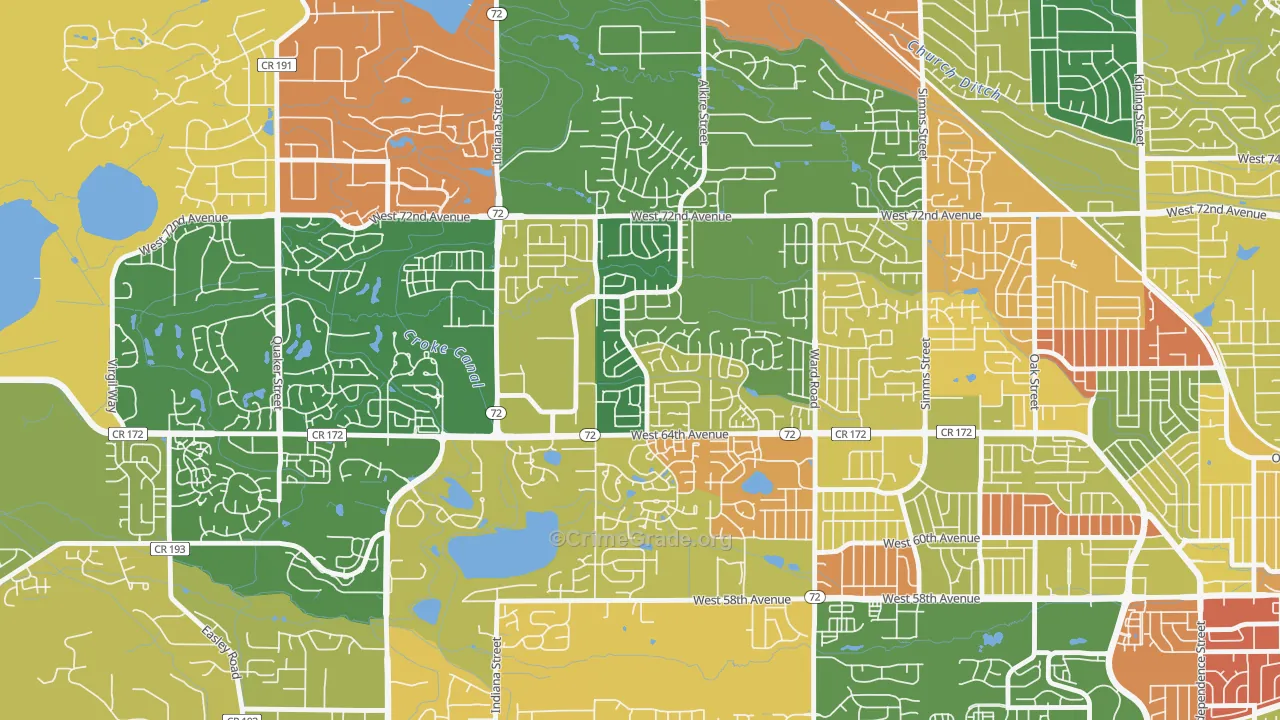 Ralston Valley, Arvada, CO Map of Arson Rates