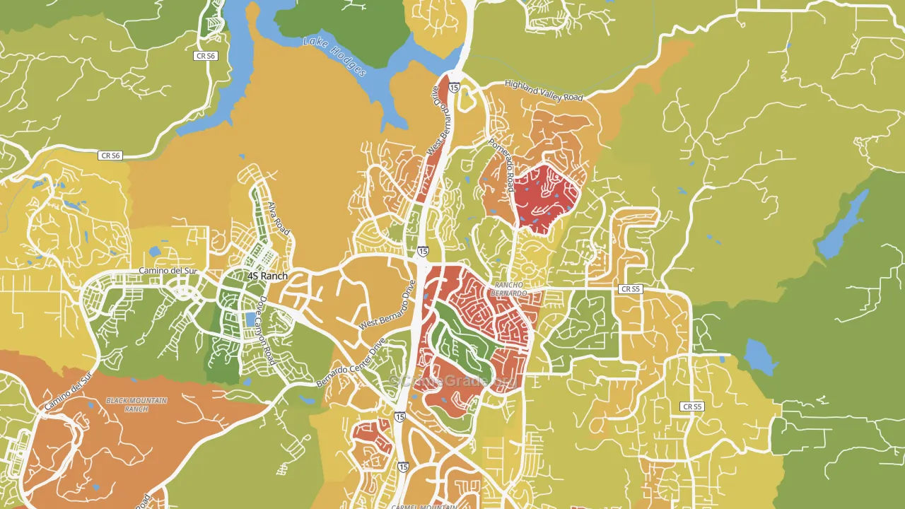 Rancho Bernadino, San Diego, CA Map of Arson Rates