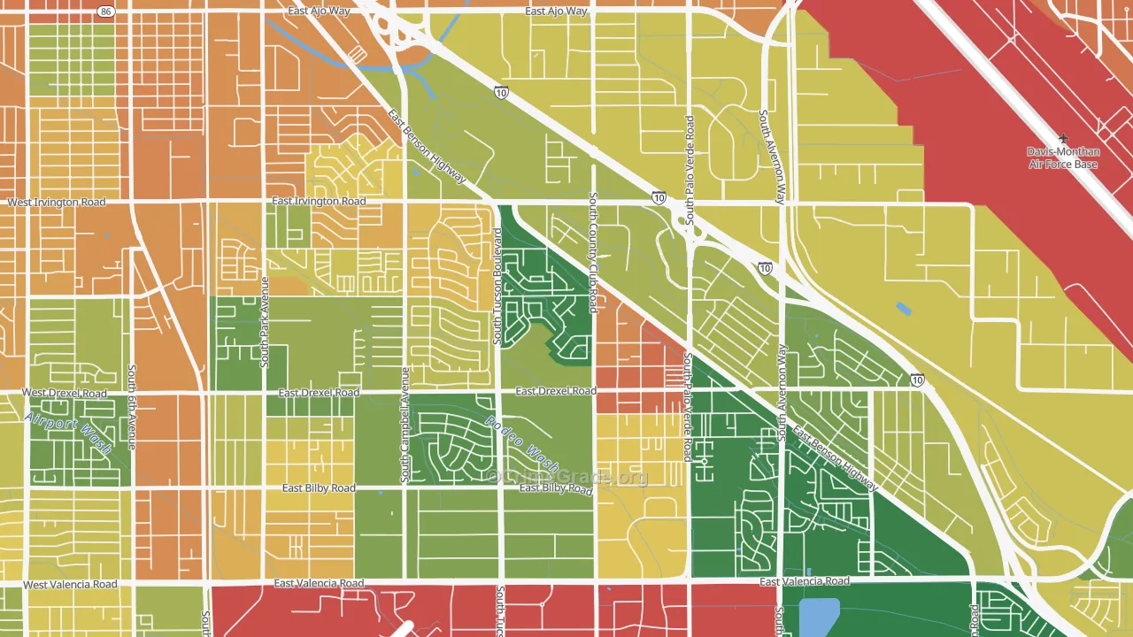 Rancho Buena, Tucson, AZ Map of Arson Rates