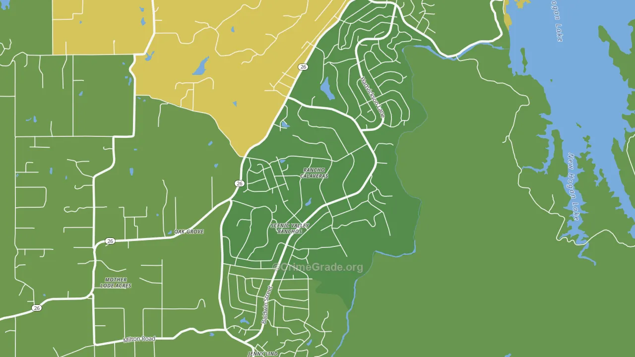 Rancho Calaveras, CA Map of Arson Rates