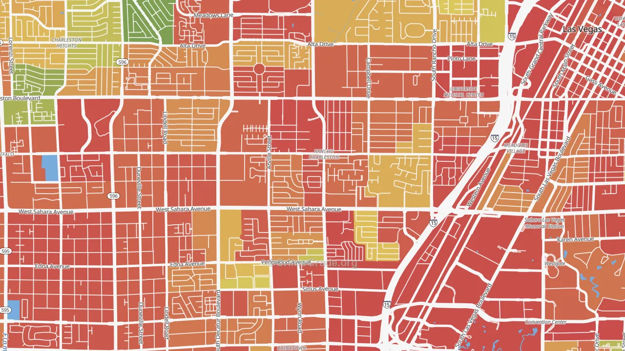 Rancho Charleston, Las Vegas, NV Map of Arson Rates