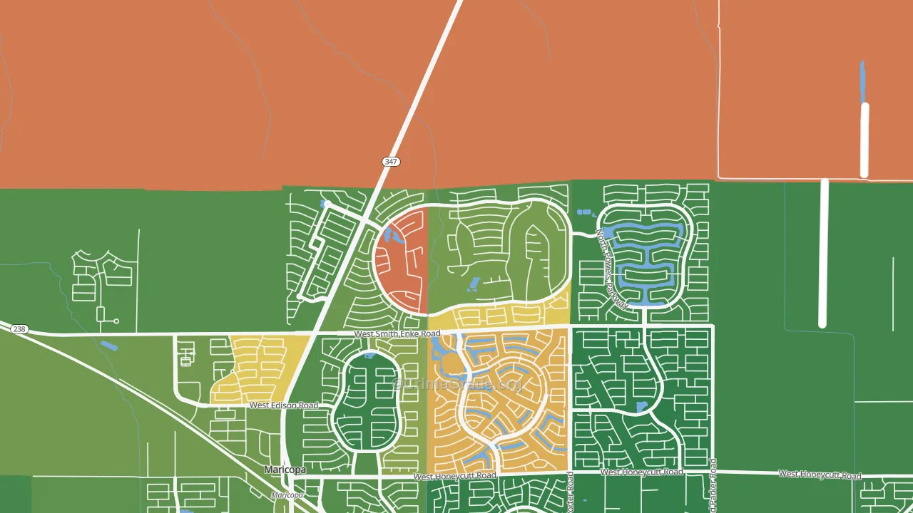 Rancho El Dorado, Silver Bell, AZ Map of Arson Rates