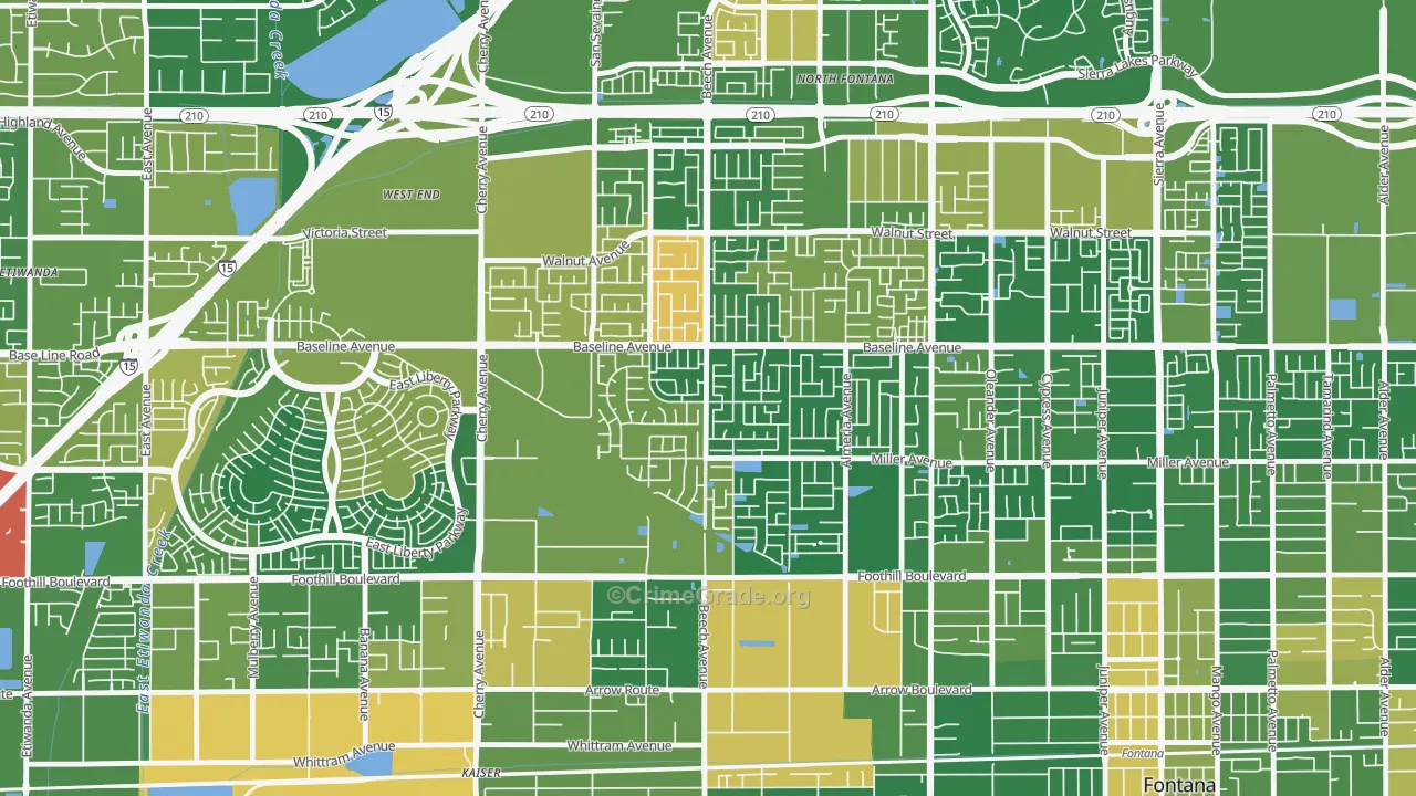 Rancho Fontana, Fontana, CA Map of Arson Rates