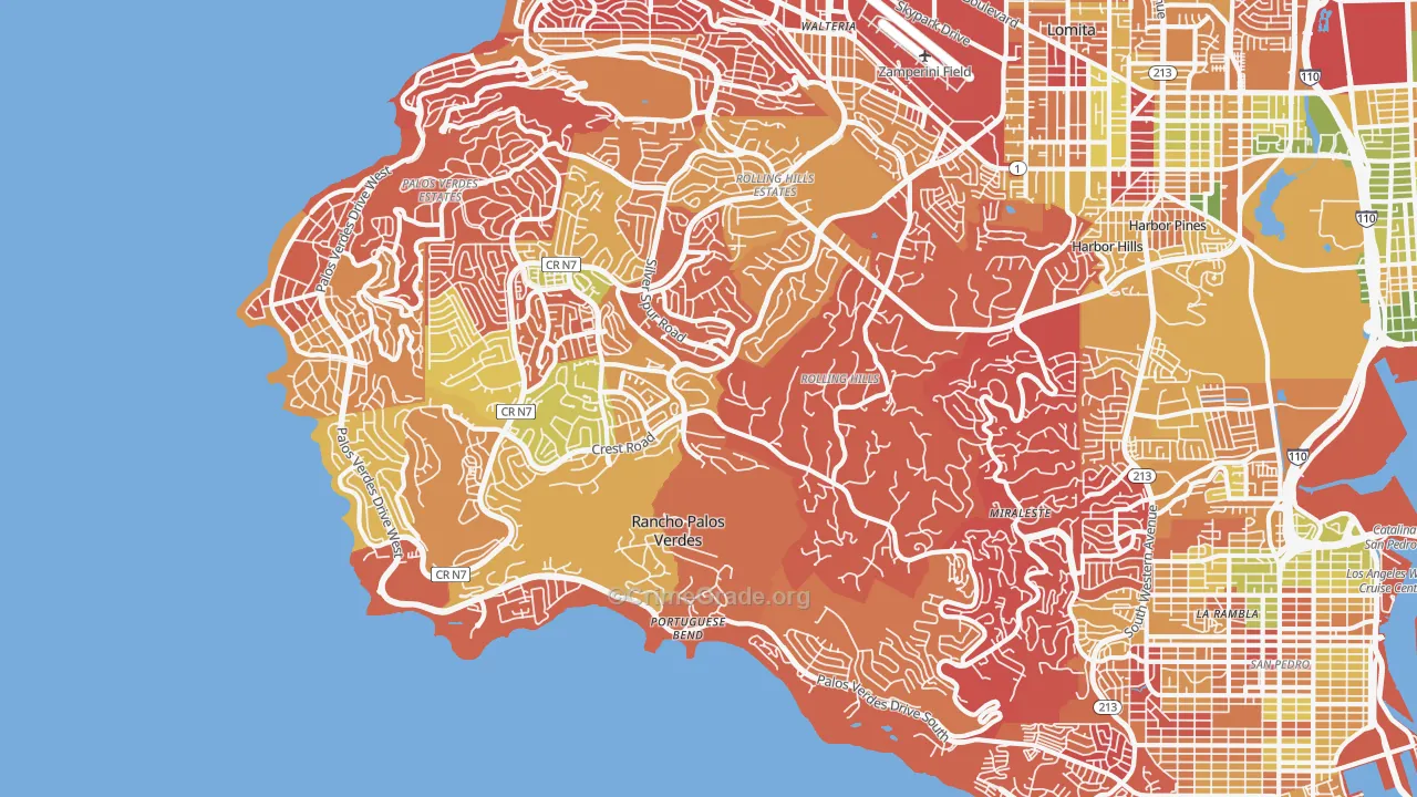 Rancho Palos Verdes, CA Map of Arson Rates