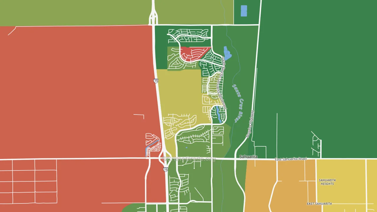 Rancho Sahuarita, Sahuarita, AZ Map of Arson Rates