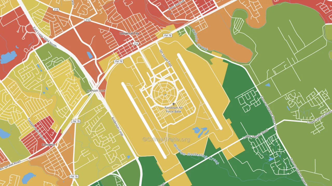 Randolph AFB, TX Map of Arson Rates